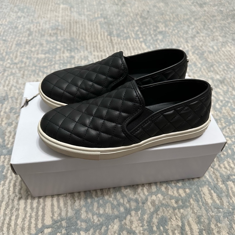 Women’s Quilted Black Slip-On Shoes